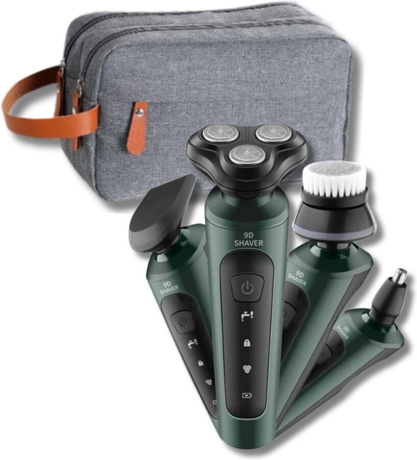 4 in 1 Scheerapparaat Mannen Met Trimmer & Neustrimmer Elektrisch Scheerapparaat Nat en droog Scheerapparaten Baardtrimmer Reinigingsborstel met Toilettas