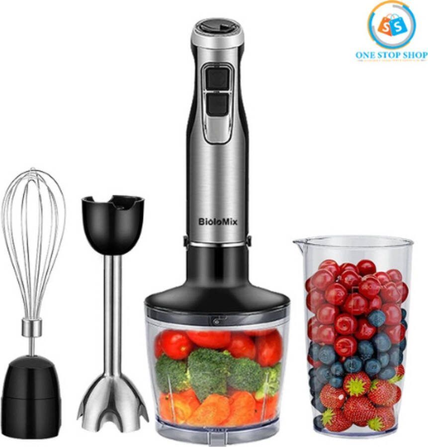 4-in-1 Staafmixer Set Hakmolen Hand Blender 6 snelheden 1200W Incl. Accessoires
