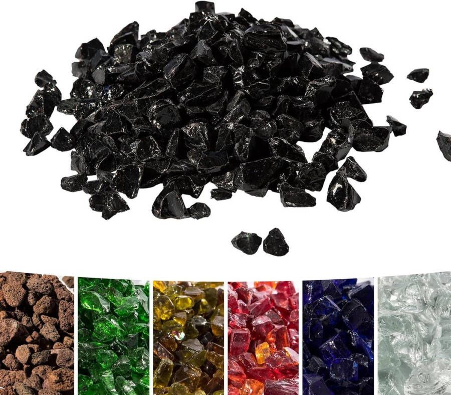 4 kg Lavastenen voor Gas Vuurkorven en Gas Haarden Teamson Home Gehard Vuur Glas Vuur Rotsen Vuurtafel Accessoires Zwart