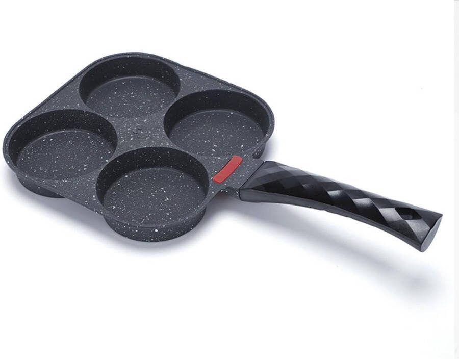 4-kops koekenpan pannenkoekenpan voor inductie- en gaskookplaten pannenkoekenpan met houten handvat antiaanbaklaag gebakken eierburgerpan 4 eieren pannenkoekenpan van aluminium