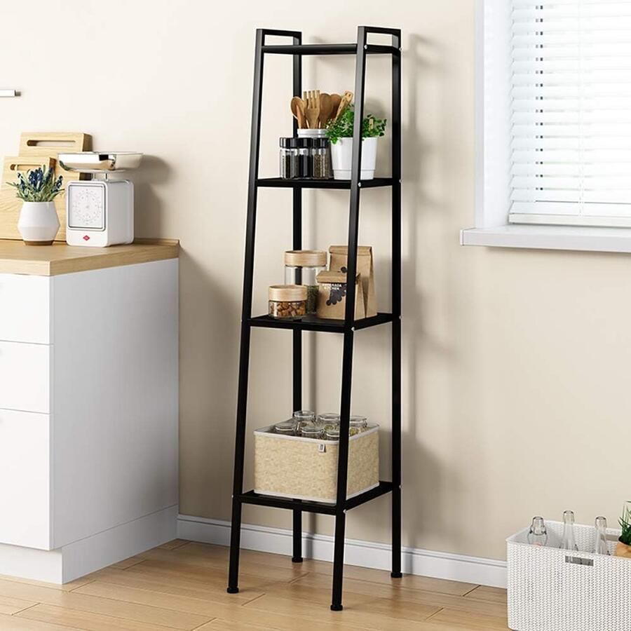 4-laags metalen planken opbergplank boekenkast staande plank 4-laags zwart 35 5 x 30 x 147 cm