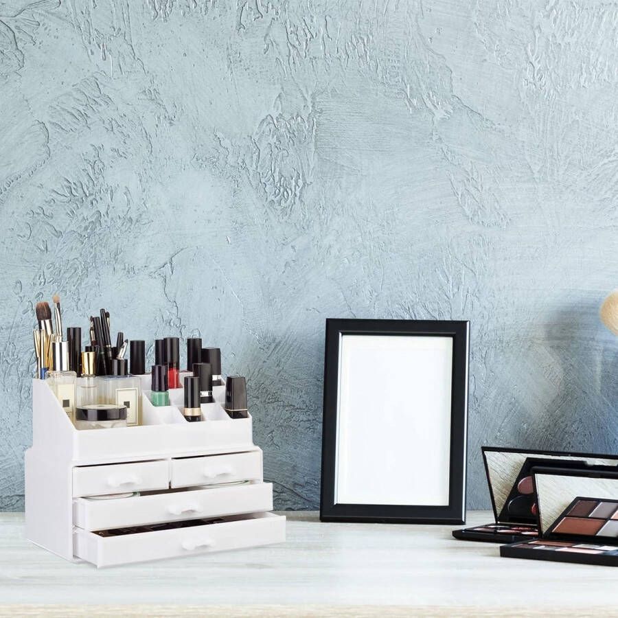 4 lades make-up organizer 20 vakken lippenstift houder acryl cosmetica opbergdoos wit