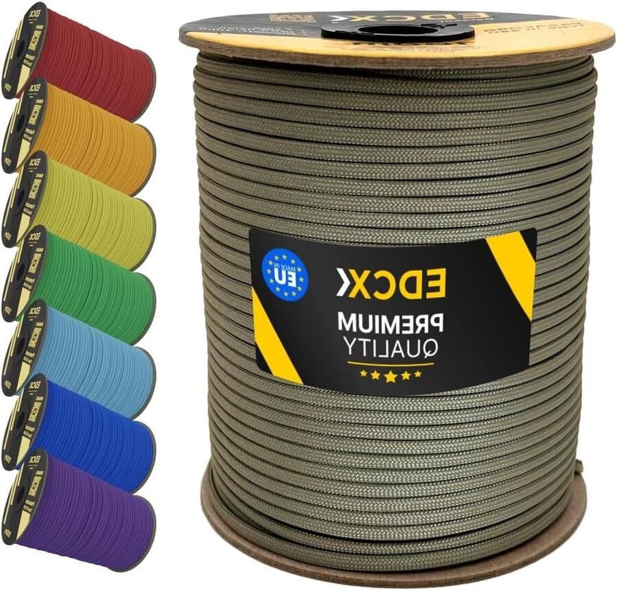 4 mm Paracord 550 100 m (330 voet) Type III 100% Nylon Rope 7 touw licht kaki 100m