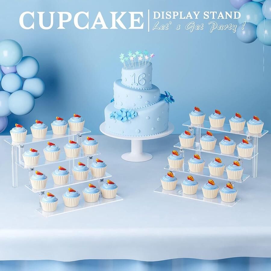 4 niveaus acryl display standaard riser rek voor popfiguren trap vitrine standaard cupcake dessert doorzichtige opbergorganizer voor make-up cosmetica specerijen