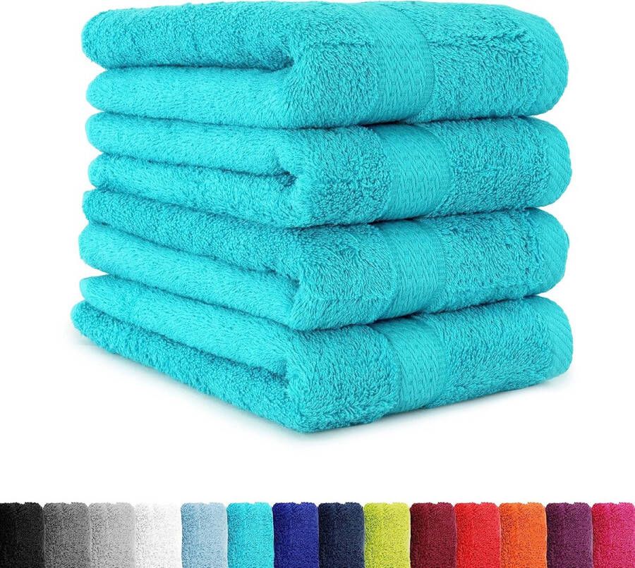 4- of 8-delige handdoekenset verkrijgbaar in veel kleuren 50 x 100 cm turquoise Verpakking van 4
