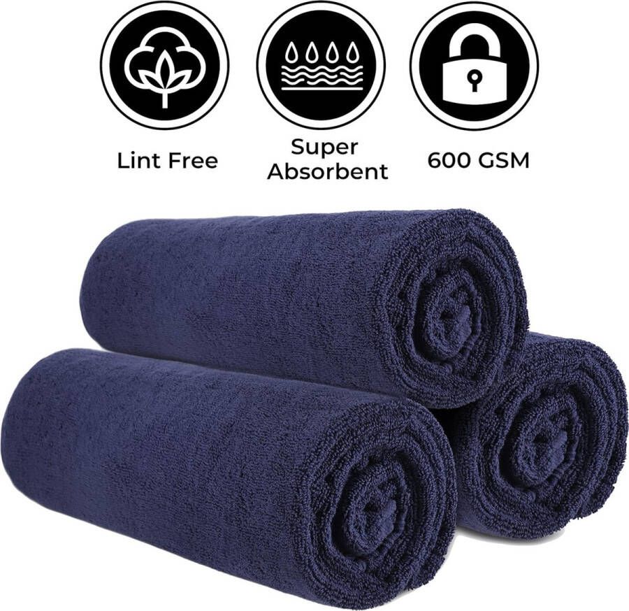 4-pack 600 GSM premium badhanddoeken groot gemaakt van 100% natuurlijk katoen 70 x 140 cm blauwe badhanddoeken zeer absorberende en sneldrogende extra grote handdoek badkamer badset (blauw)