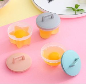 4 Pcs Set Leuke Eierkoker Met Borstel Plastic- Keuken Accessoires Koken Eieren Stervorm Roze