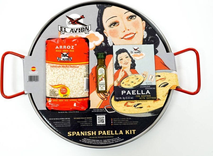 Merkloos Sans marque 4-delig PAELLA PAN KIT VOOR STARTERS VOOR 4 PERSOONEN 4-delig met natuurlijke paellakruiden. Het perfecte en originele cadeau uit VALENCIA voor elke gelegenheid.