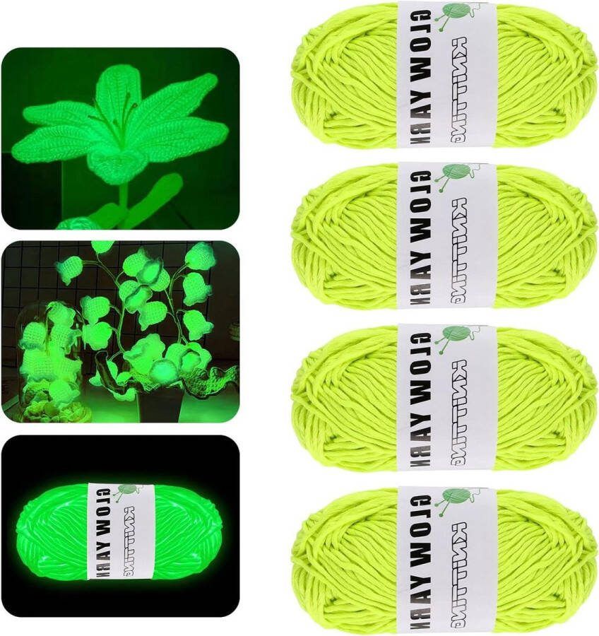 4 rollen glow-in-the-dark garen doe-het-zelf breigaren voor kunst en knutselen beginners sjaal vest blauw