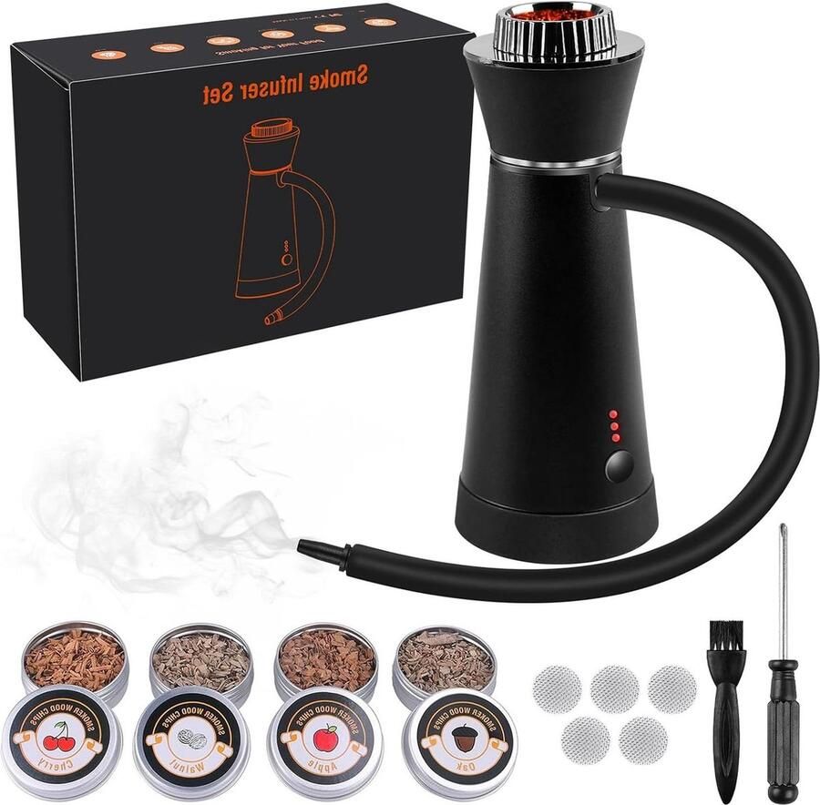 4 soorten houtsnippers rookpistool sous-vide steak draagbaar moleculaire keuken picknick camping barbecue