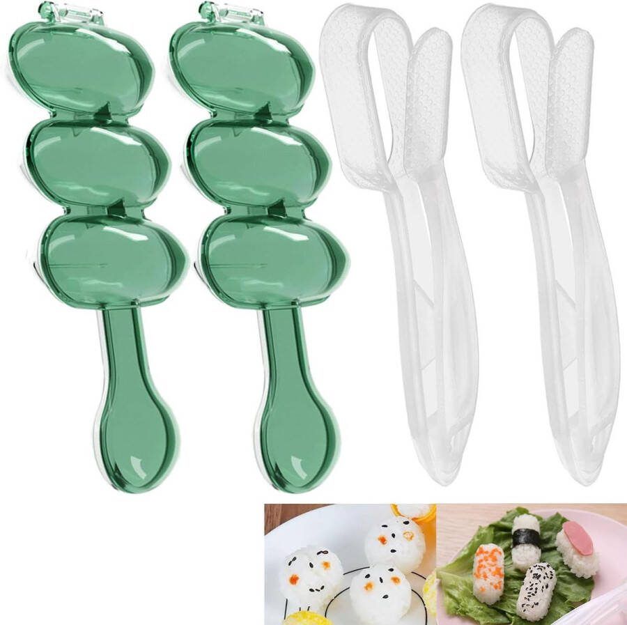 4 STKS Sushi Maken Kit Sushi Maker DIY Rijstbal Mold Set Onigiri Mold Bento Nori Keuken Rijstvorm Niet Stick Rijstballer Shakers Lunch Maker Mould Sushi Mold voor Thuis DIY Bento Accessoires