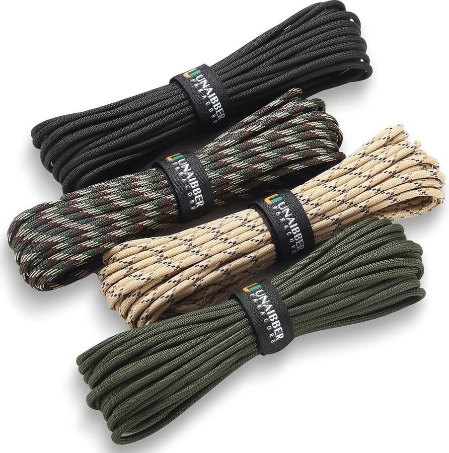 4 stuks 33 ft x 4 mm touw 7 kernstrengen paracord van scheurbestendig 100% nylon paracord houdt tot 250 kg voor survival camping totale lengte