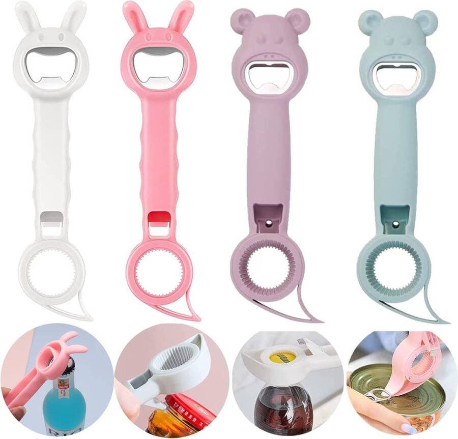 4 stuks 4-in-1 flessenoven multifunctionele flesopener blikopener handmatig voor ovens draagbare multifunctionele blikachel voor geleiglazen bierflessen blikjes en andere