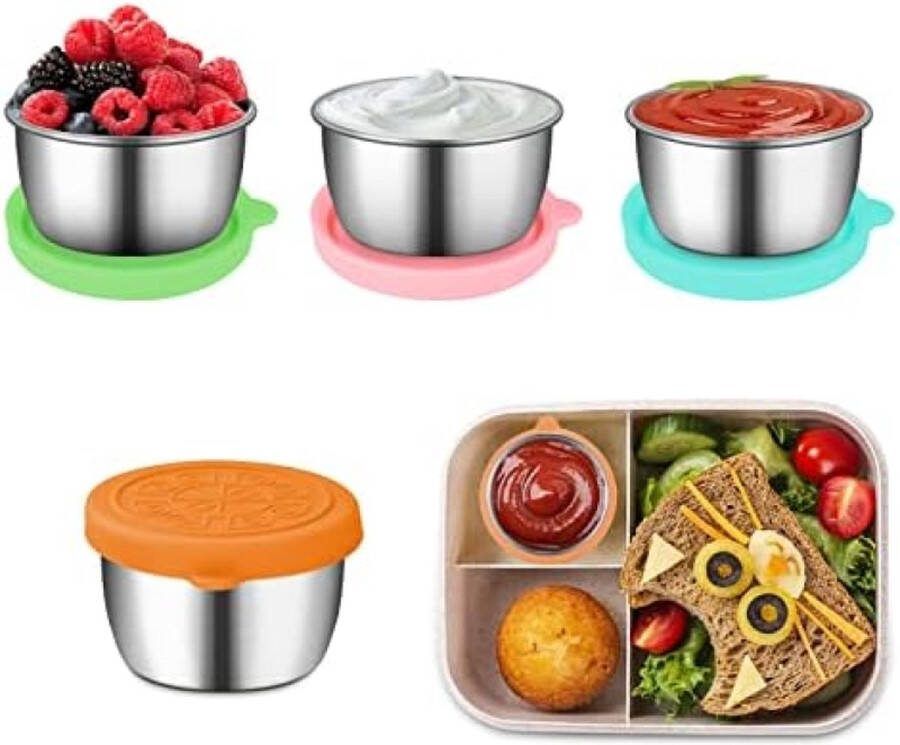 4 stuks 50 ml kleine voedselcontainers met deksels herbruikbare snackdozen voor kinderen saladedressing potten en sauspotten voor lunch Bento