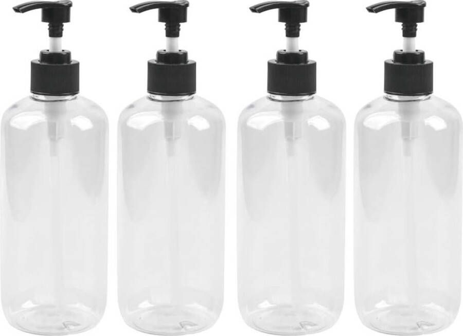 4 stuks 500 ml zeepdispenser van PET-plastic pompflessen shampoofles lege flessen zeepdispenser handpomp zeepschuimdispenser transparant huishoudelijk handzeepbakje