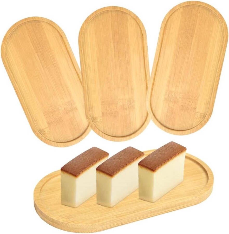 4 stuks bamboe trays ovale houten trays klein rond bamboe dienblad houten serveerplank massief bamboe dienblad voor thee koffie cake onderzetter voor beker vetplant bloemenplant