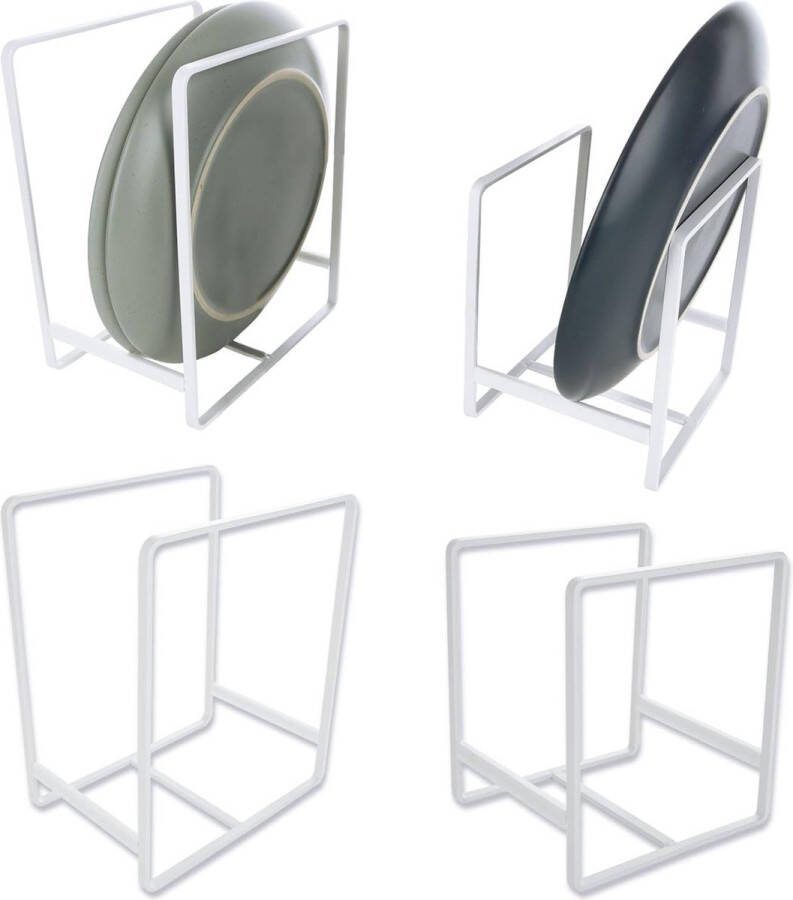 4 stuks bordenorganizer kast bordenhouder lade bordenrek keuken bordenhouder standaard metalen plaathouder voor het opbergen van borden en servies