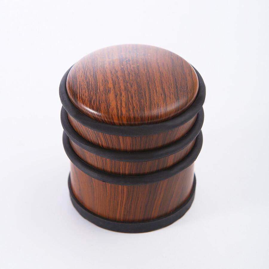 4 stuks Deurstopper van rubber zonder stoot Ronde deurstopper van roestvrij staal Stille deurstopper voor op de vloer voor huishoudelijk gebruik Deurstopper met houtnerfmotief Deurbuffer 7X7X8CM