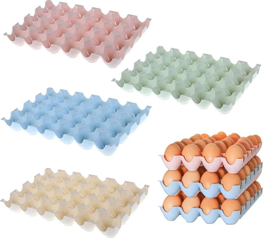 4 stuks eierhouders eierhouder van kunststof stapelbare koelkast antislip opbergbox voor keuken koelkast kan 24 eieren (4 kleuren) bevatten