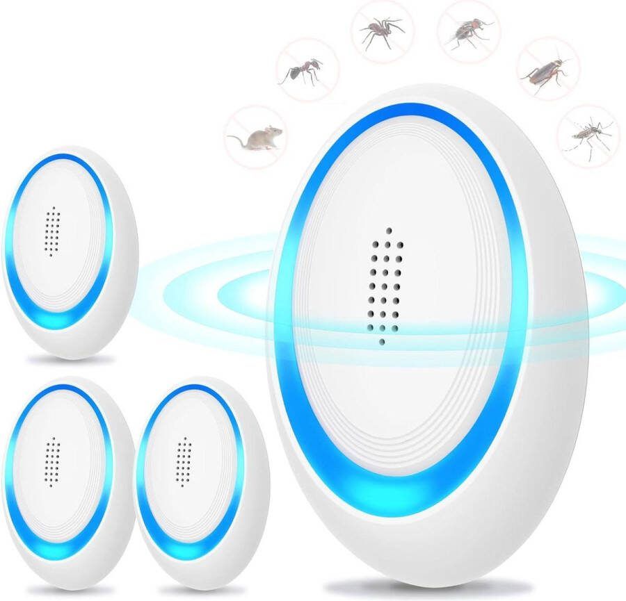 4 stuks elektronische ultrasone ongediertebestrijder voor insecten muizen kevers kakkerlakken