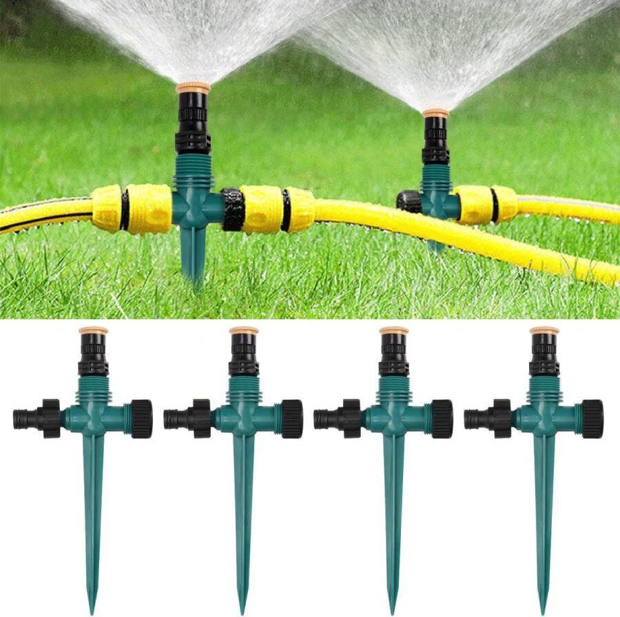 4 stuks gazonsproeier 360 graden draaibare tuinsproeier watersproeier instelbaar automatisch irrigatiesysteem voor tuin gazon planten groenten bloemen pastoraal (groen)