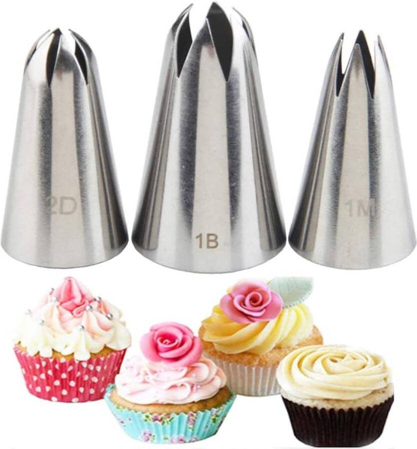4 STUKS Grote Bloem Piping Tips Set Kwaliteit Roestvrij Staal Grote Piping Nozzles Kit voor Gebak Cupcakes Taarten Koekjes Decoreren Benodigdheden Bakset #7