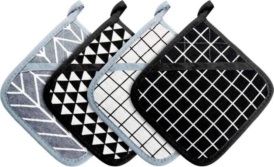 4 stuks grote katoenen pannenlappen ovenhandschoenen set hittebestendige pannenlappen vierkante pannenlap voor keuken