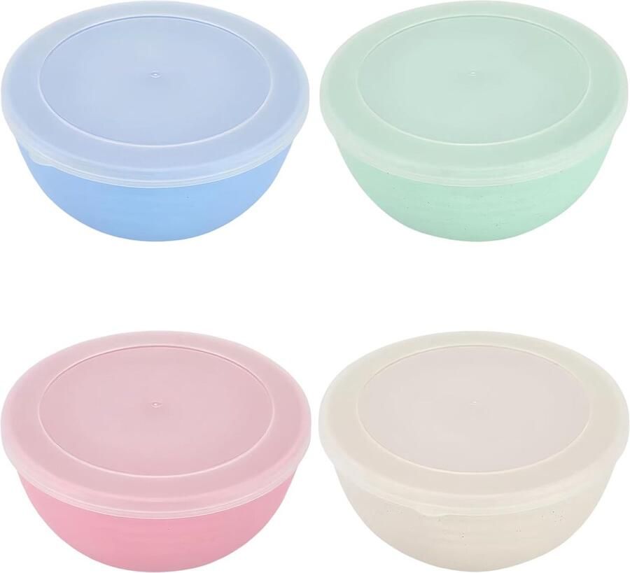 4 stuks kommen met deksel: 24 oz mueslikommen 710 ml slakom met deksel kunststof kom onbreekbare keramische kommen soepkom slakommen voor kinderen volwassenen