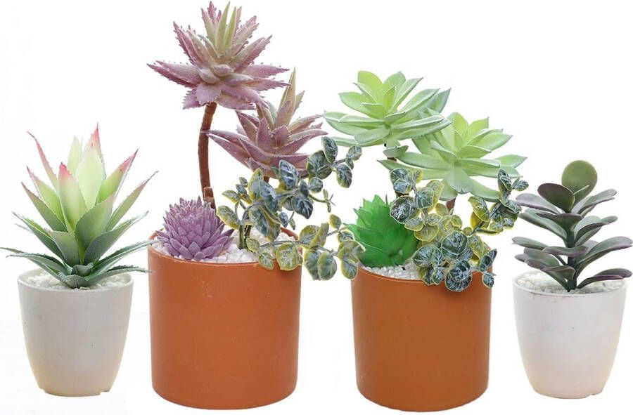 4 stuks kunstplanten mini kunstplanten in pot artistiek voor tafeldecoratie woonkamer badkamer balkon cantoor tafeldecoratie