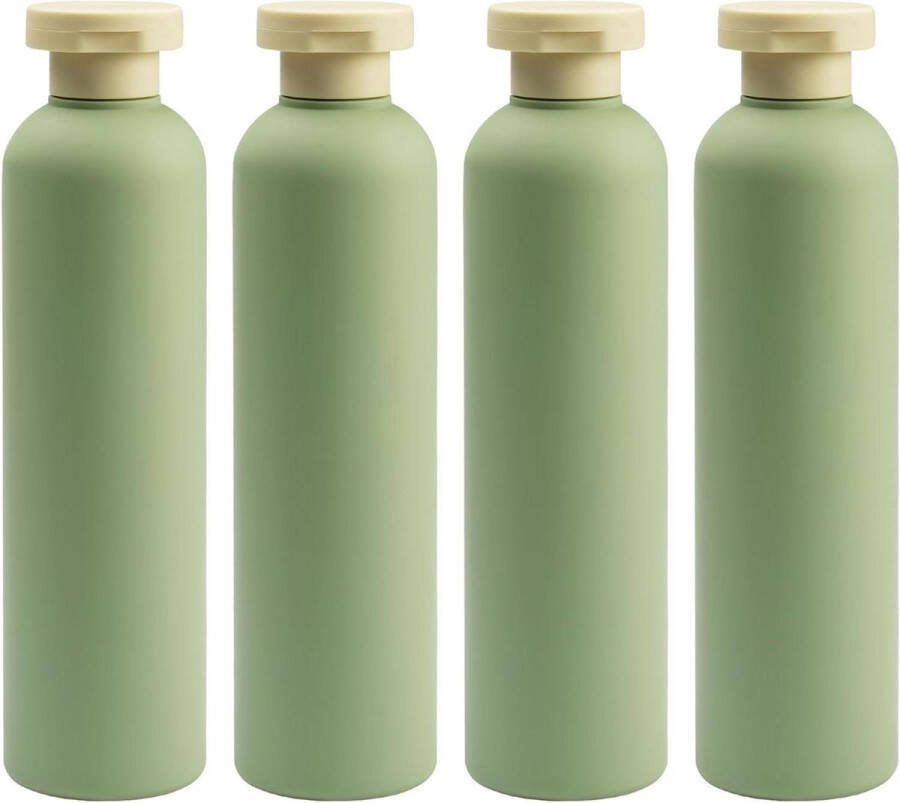 4 stuks lege plastic cosmeticaflessen lekvrij knijpen reiscontainers met klapsluiting groen 260 ml reisflesjes 100ml