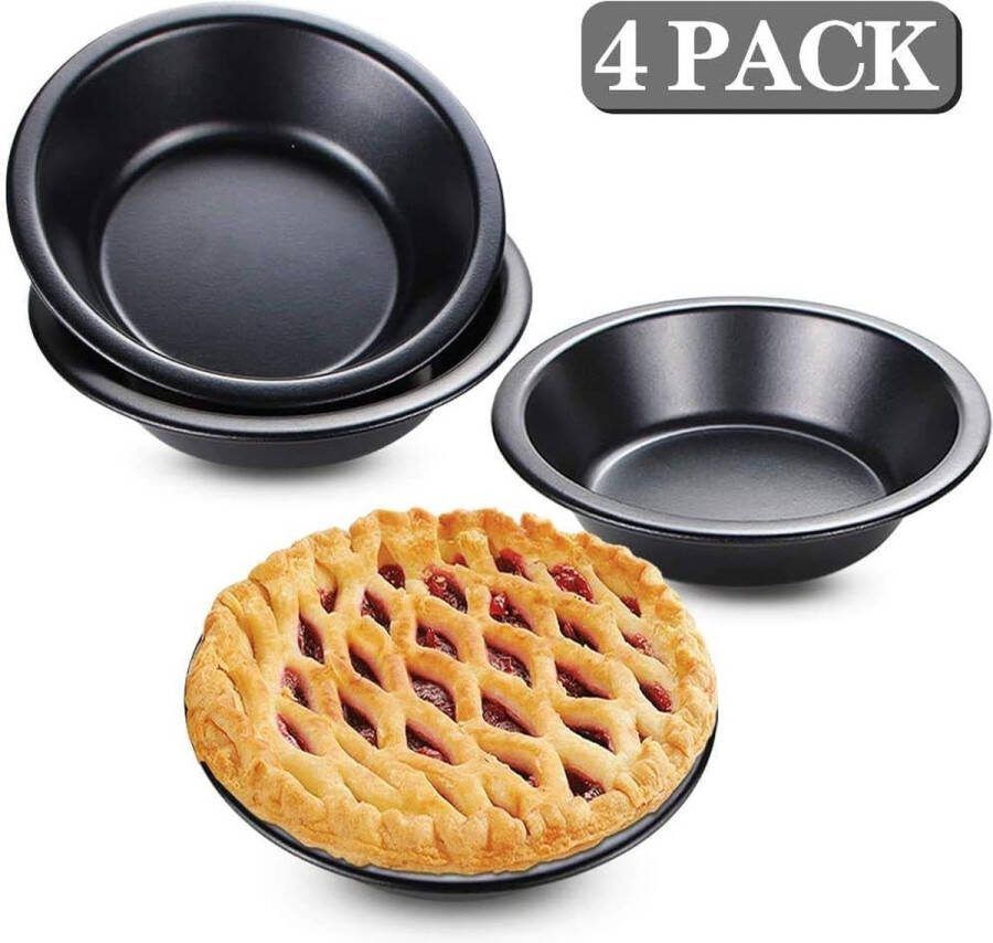 4 stuks mini-quichevorm Ø 12 cm taartvorm anti-aanbaklaag ronde quiche bakvorm