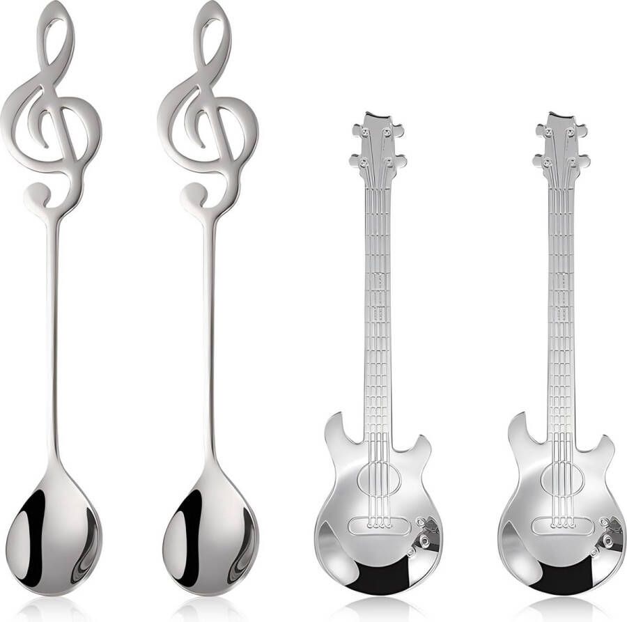 4 stuks muzieknotlepels gitaarlepels theelepel thee lepels koffie gitaar koffielepel gitaar koffie theelepel voor koffie dessert