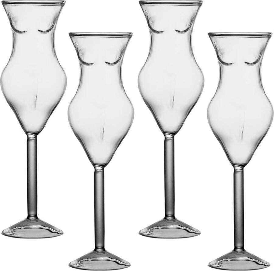 4 stuks nieuwigheid wijnglazen naakte vrouwen cocktailglas kristal whisky glas transparant menselijk lichaam cup creatieve unieke sexy schoonheid lichaam gevormde beker voor thuis party bar