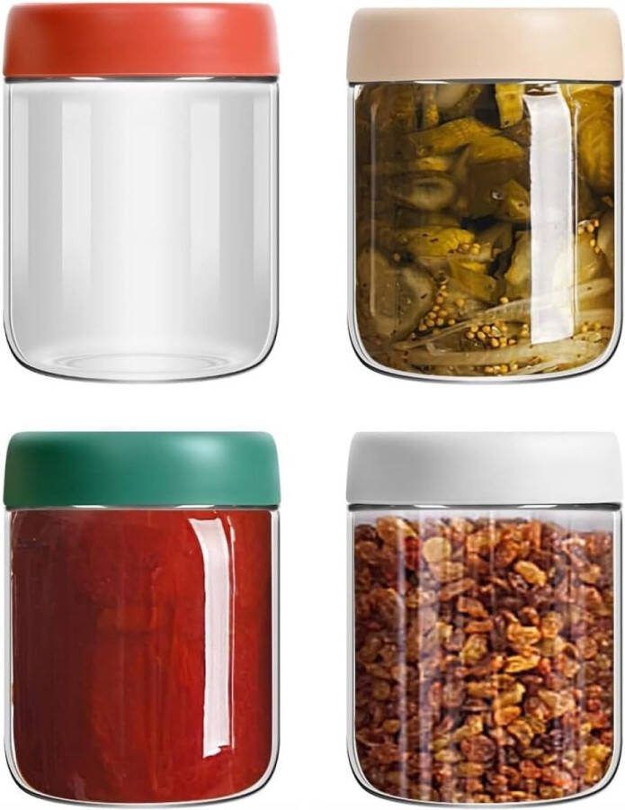 4 stuks Overnight Oat potten 500 ml herbruikbare inmaakpotten met deksel voor overnight oats salade yoghurt pudding snacks snoep yoghurtglazen dessertglazen potten