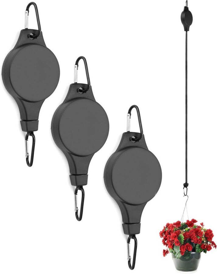 4 stuks plantenrollen haken oplichting bloemenhanger intrekbaar 0-90 cm max. draagvermogen 10 kg voor het ophangen van potplanten vogelhuisjes