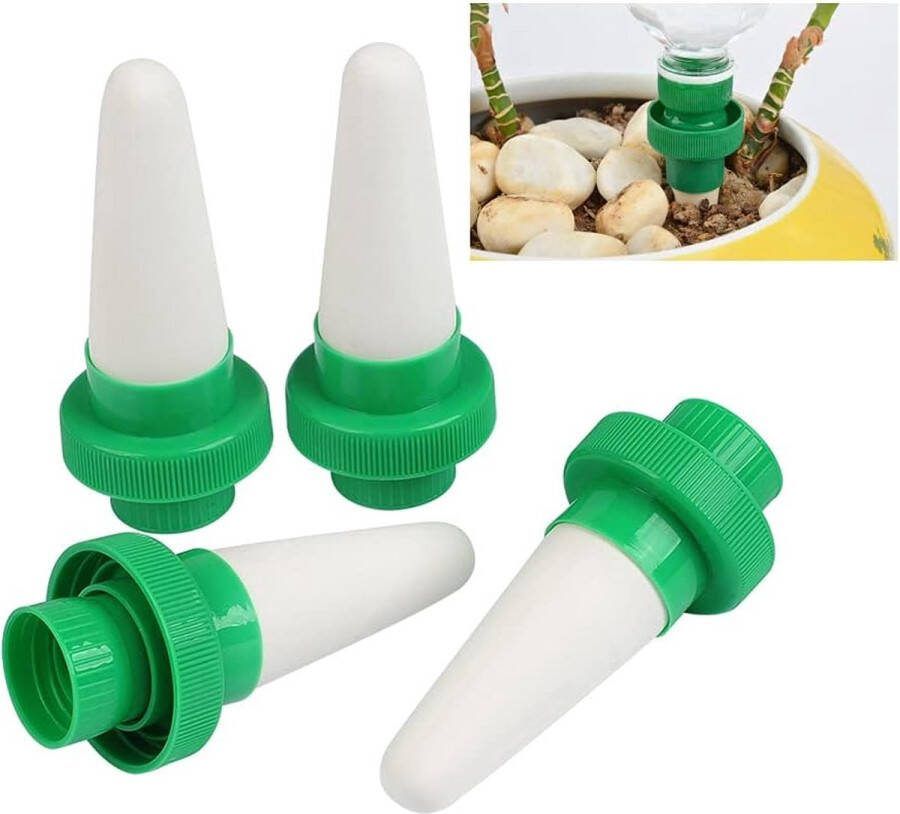 4-stuks plantenwaterers Geschikt voor vakantie keramische bewateringstips Geschikt voor plastic flessen zelfbewateringsapparaten Geschikt voor potplanten binnen en buiten en druppelirrigatie