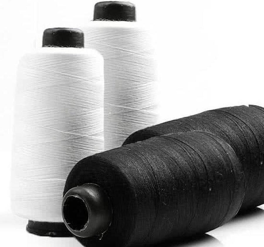 4 Stuks Polyester Naaigaren Garen Voor Naaimachine en Naald 2x Wit en 2x Zwart