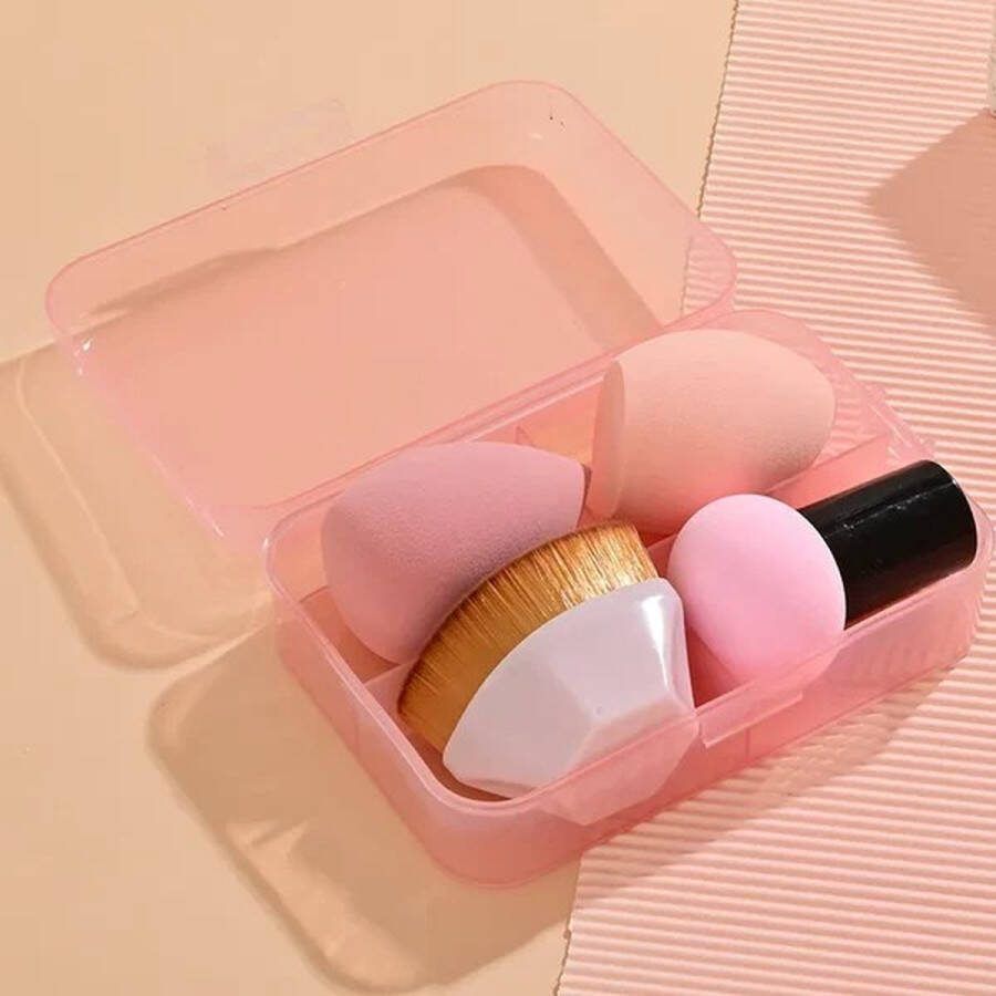 4 stuks Pro Foundation sponspoeder met doos Magic Brushes Cushion Puffs Make-up 4 Stuks Pro Foundation Magic Borstels Cosmetische Puff Set Zachte Spons Poeder Make-Up Tool Droog Nat Bruikbaar Kussen Pufs