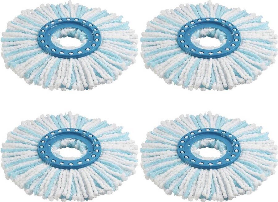 4 stuks reservekoppen voor Ergo Clean Twist Disc Mop wismopkop met speciale borstelharen voor alle vloertypes
