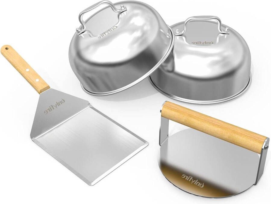 4 Stuks Roestvrijstalen Grillbestekset Barbecue Gereedschapset Spatel Smash Burger Press BBQ Accessoires Heerlijke Hamburgers Pasteitjes Spek Steaks