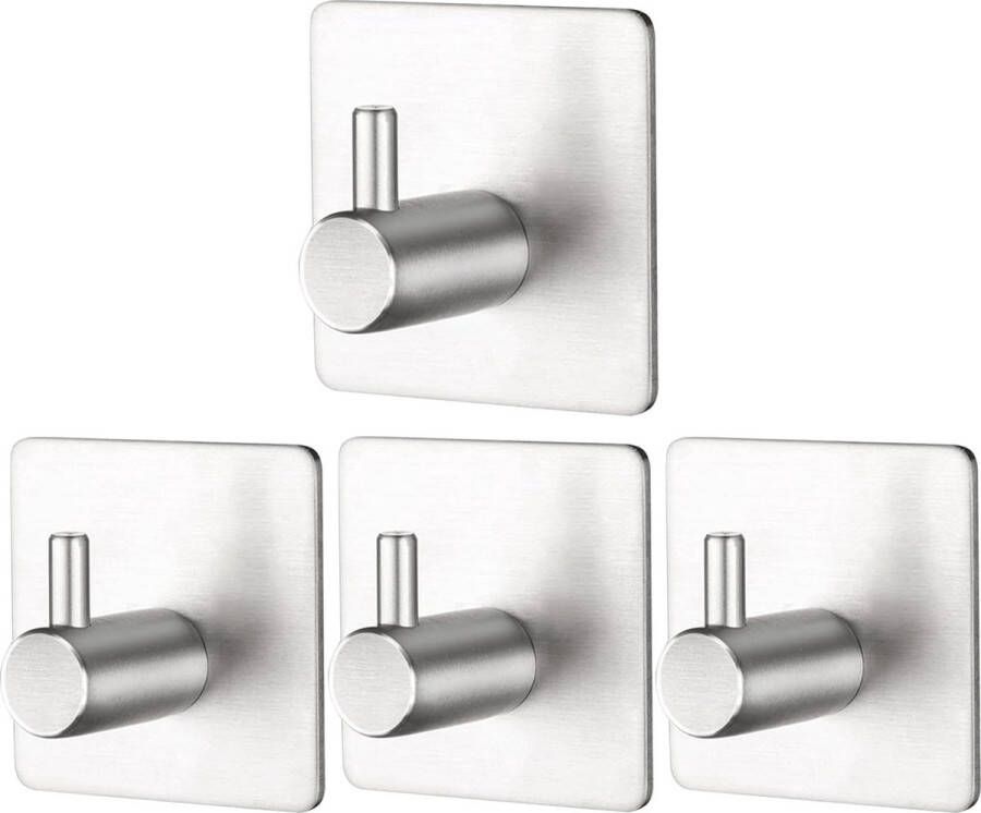 4 stuks roestvrijstalen zelfklevende haken zonder boren badkamer keuken badkamer zelfklevende haken stevig en stabiel eenvoudig te monteren