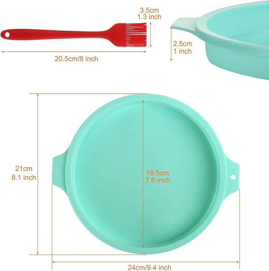 4 stuks siliconen gelaagde cakevorm broodbakvorm fruitbodemvorm bakplaat 20 cm rond met bakkwast voor verjaardagsfeest