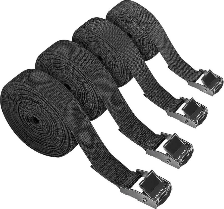 4 stuks spanbanden 5 m zwart Spanriem Verstelbaar Ratel Tension Strap voor karren Motorfiets auto kofferbak kajak hangmatten luifel beschermkap van meubilair auto