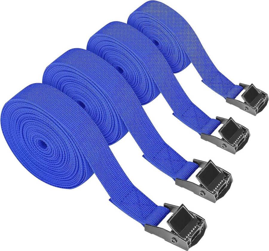 4 stuks spanbanden 7 m blauwe Spanriem Verstelbaar Ratel Tension Strap voor karren Motorfiets auto kofferbak kajak hangmatten luifel beschermkap van meubilair auto