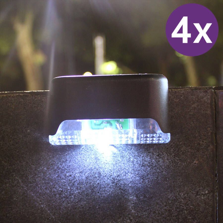 Merkloos Sans marque TDR-Tuinverlichting op zonne-energie LED Buitenverlichting -IP65 waterdicht-nachtverlichting voor tuinhek en trap-zwart wit licht (4 stuks in een doos)