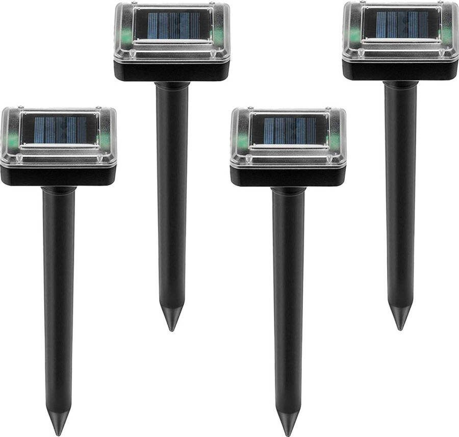 4 Stuks Ultrasone Ongedierte Verjager Op Zonne- Energie Sonische Ongediertebestrijding Sonic Mol En Muis Verjager Outdoor Knaagdier Afschrikker Mol Afschrikmiddel Solar Mollenverjager Sonic Spikes Geschikt Voor Tuin Zwart