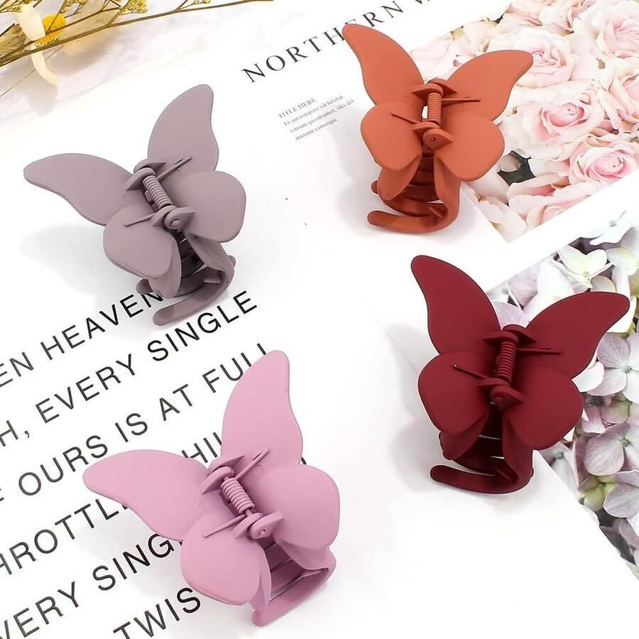 4 stuks vlinderhaaraccessoires haarklem vlinder voor vrouwen en meisjes kleine antislip vlinderhaarspeld voor dik haar matte schattige haarspelden (kleur: 1)