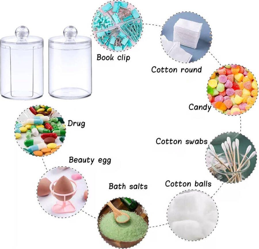 4 stuks wattenstaafjes wattenschijfjes opslag wattenschijfdispenser kunnen worden gebruikt voor het opbergen van cosmetica wattenballen wattenstaafjes badzout haarelastiekjes