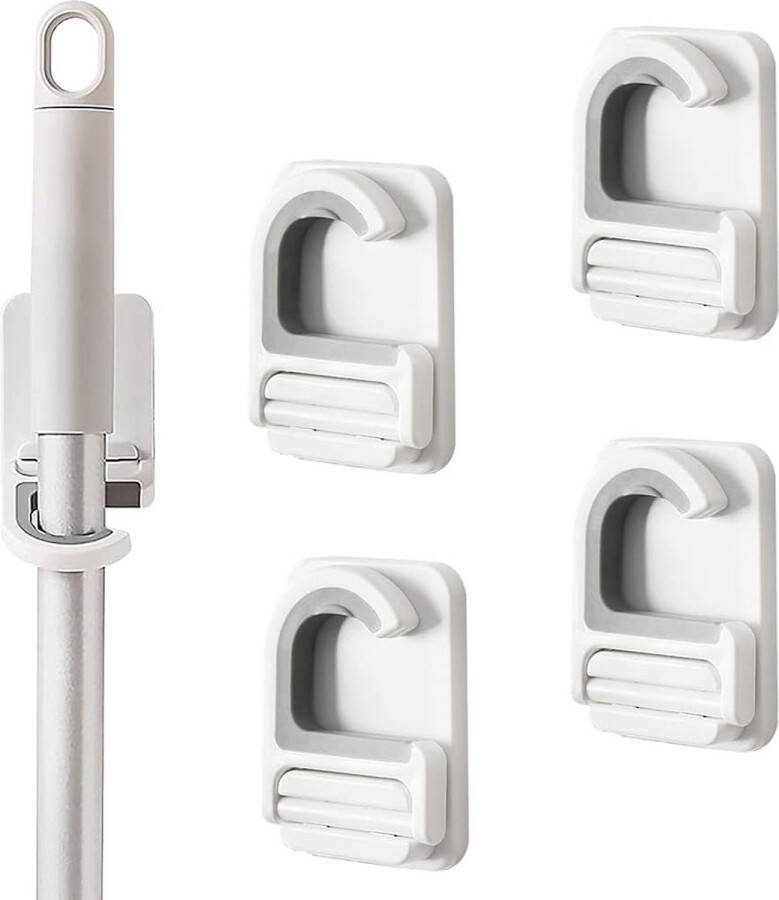 4 stuks zelfklevende bezemhouder dweilbezemhouder zelfklevende dweilclip bezemhouder zelfklevend aan de muur bezemhouder zonder boren eenvoudig aan te passen voor huishouden badkamer keuken