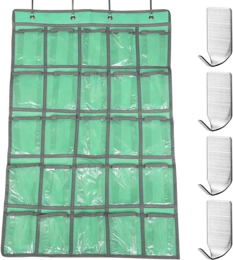 4 stuks zelfklevende haken muurorganizer voor ondergoed met mobiele telefoon sok met 4 zakken met roestvrijstalen ophanghaken voor keuken badkamer kantoor